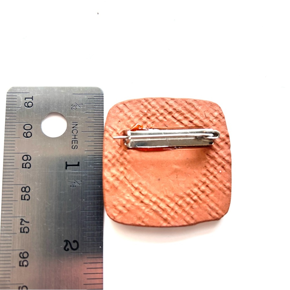 Geometric Ceramic Tile Brooch Pin - Picture 3 of 5